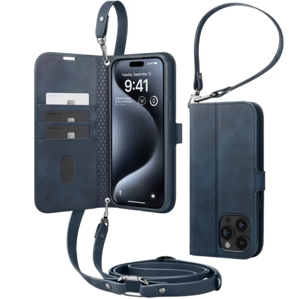 Spigen Wallet S Pro Case for iPhone 15 Pro - Navy Blueeng