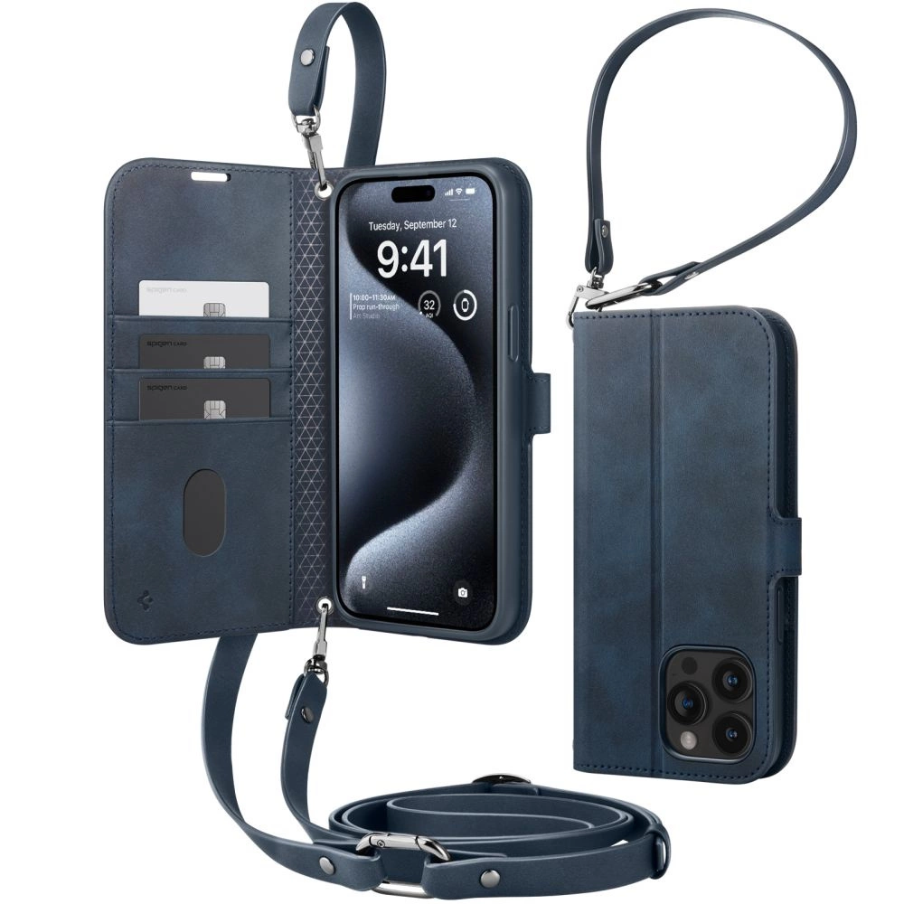 Spigen Wallet S Pro Case for iPhone 15 Pro - Navy Blueeng