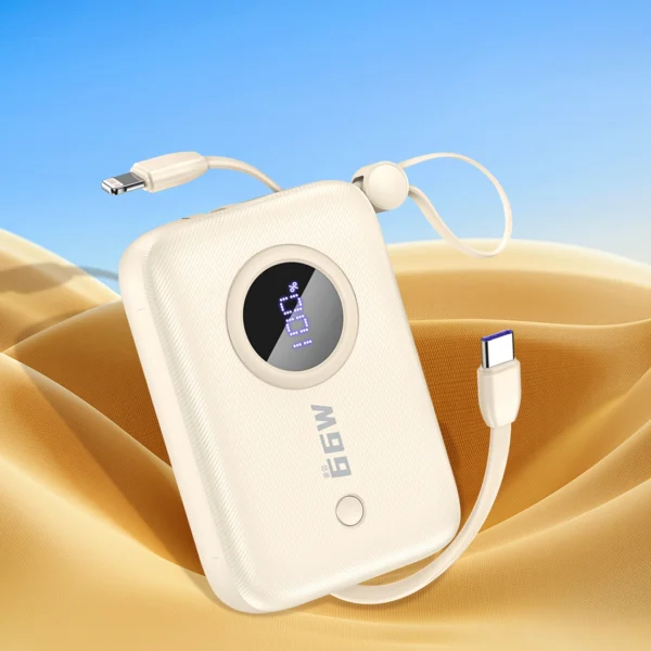 Dudao K14 10000mAh power bank with USB-C / Lightning cables - beigeeng