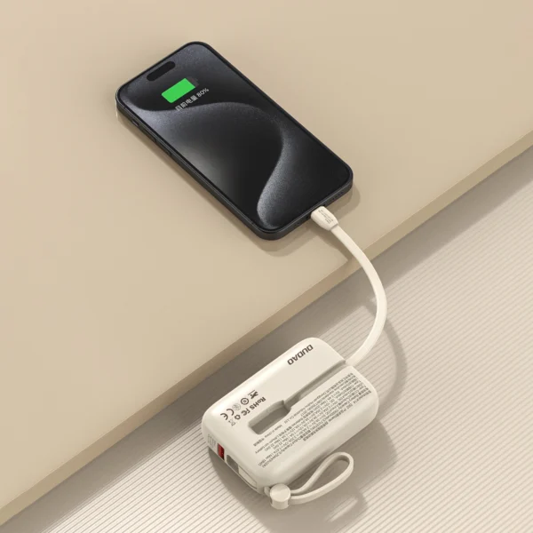 Dudao K14 10000mAh power bank with USB-C / Lightning cables - beigeeng