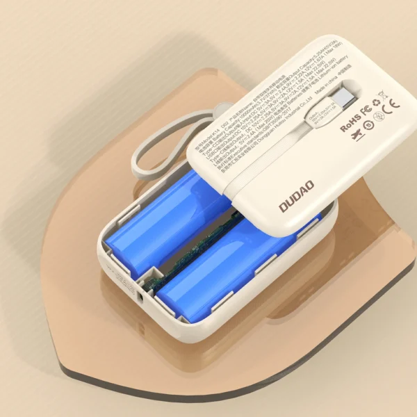 Dudao K14 10000mAh power bank with USB-C / Lightning cables - beigeeng