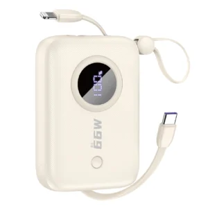 Dudao K14 10000mAh power bank with USB-C / Lightning cables - beigeeng