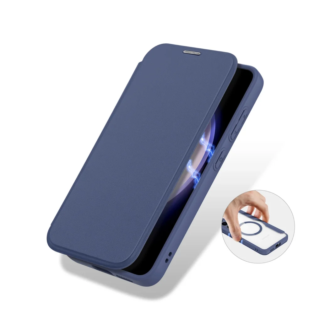 Dux Ducis Skin X Pro case for Samsung S24+ with magnetic ring and flap - blueeng