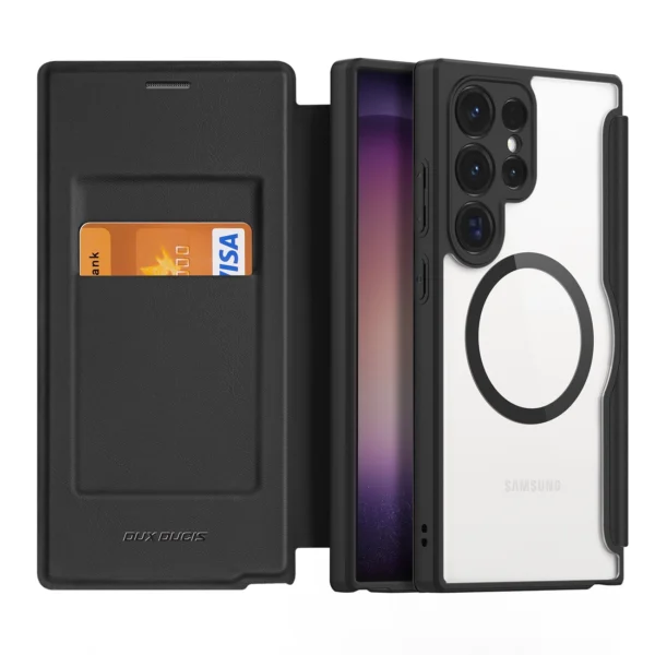Dux Ducis Skin X Pro case for Samsung S24 Ultra with magnetic ring and flap - blackeng