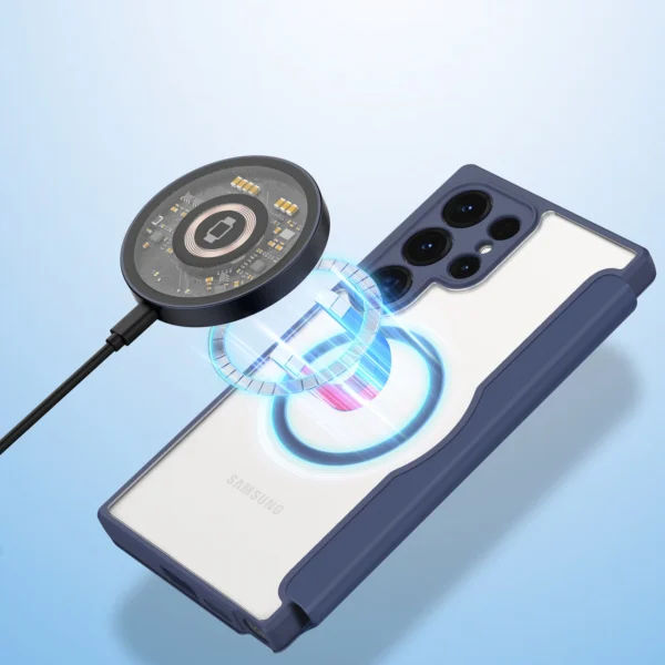 Dux Ducis Skin X Pro case for Samsung S24 Ultra with magnetic ring and flap - blueeng