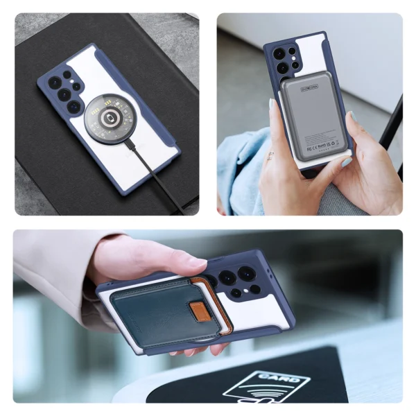 Dux Ducis Skin X Pro case for Samsung S24 Ultra with magnetic ring and flap - blueeng