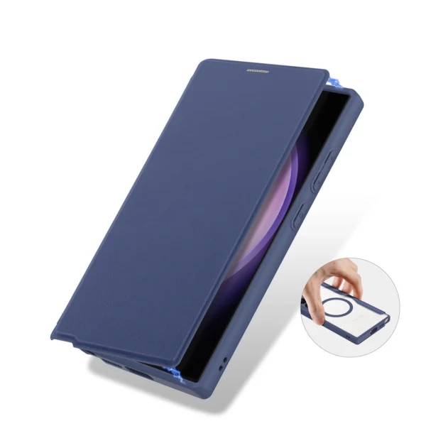 Dux Ducis Skin X Pro case for Samsung S24 Ultra with magnetic ring and flap - blueeng
