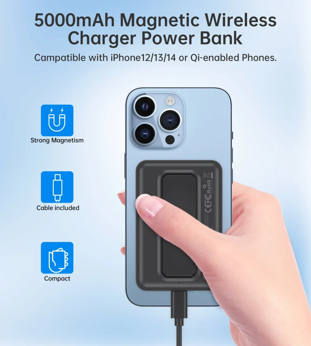 Choetech B662 wireless MagSafe 5000mAh powerbank - blackeng