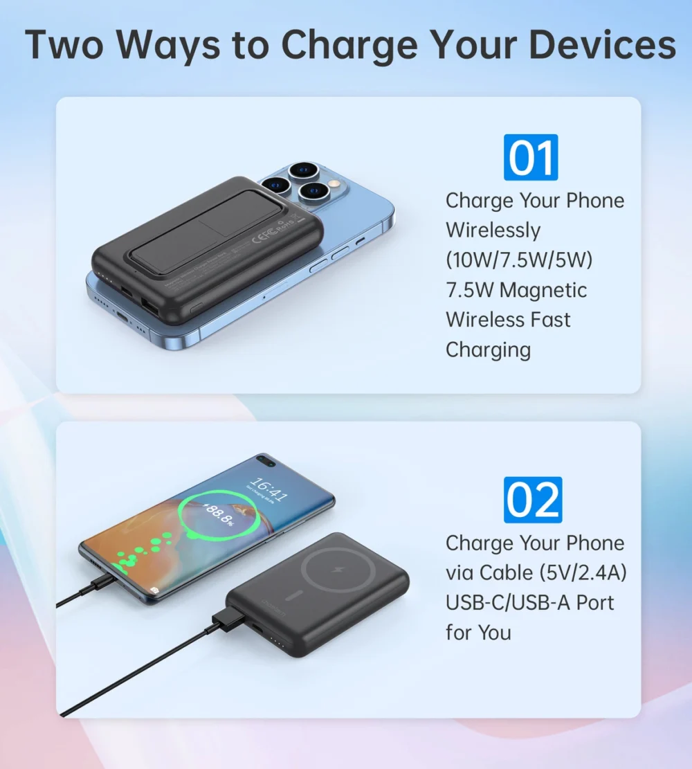 Choetech B662 wireless MagSafe 5000mAh powerbank - blackeng