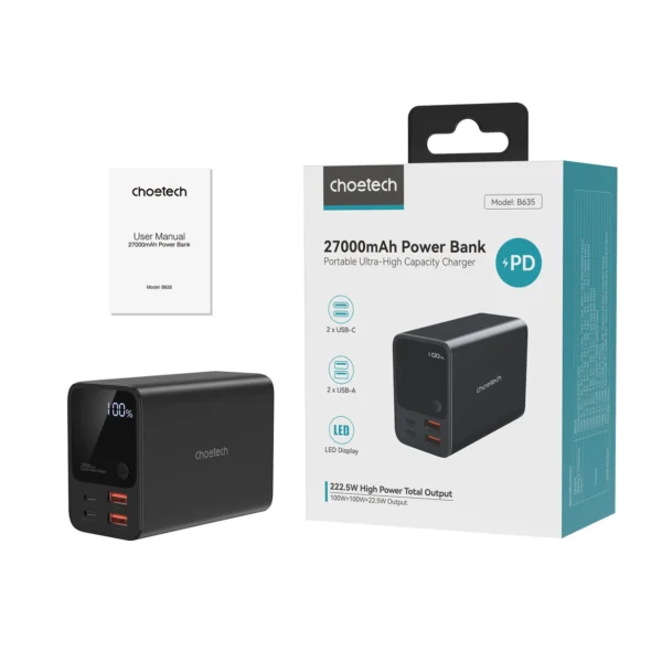 Choetech B635BK USB-A / USB-C Powerbank 22.5W 27000mAh - blackeng