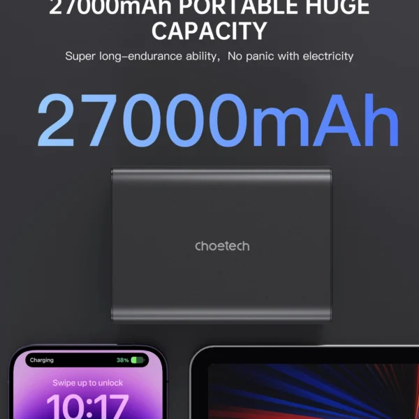 Choetech B635BK USB-A / USB-C Powerbank 22.5W 27000mAh - blackeng