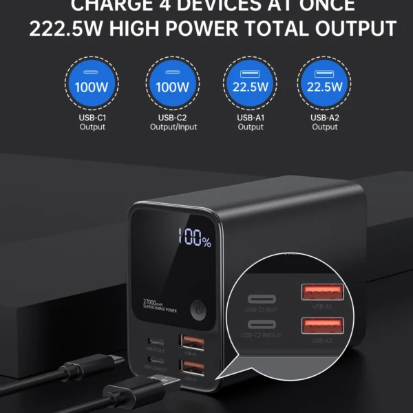 Choetech B635BK USB-A / USB-C Powerbank 22.5W 27000mAh - blackeng