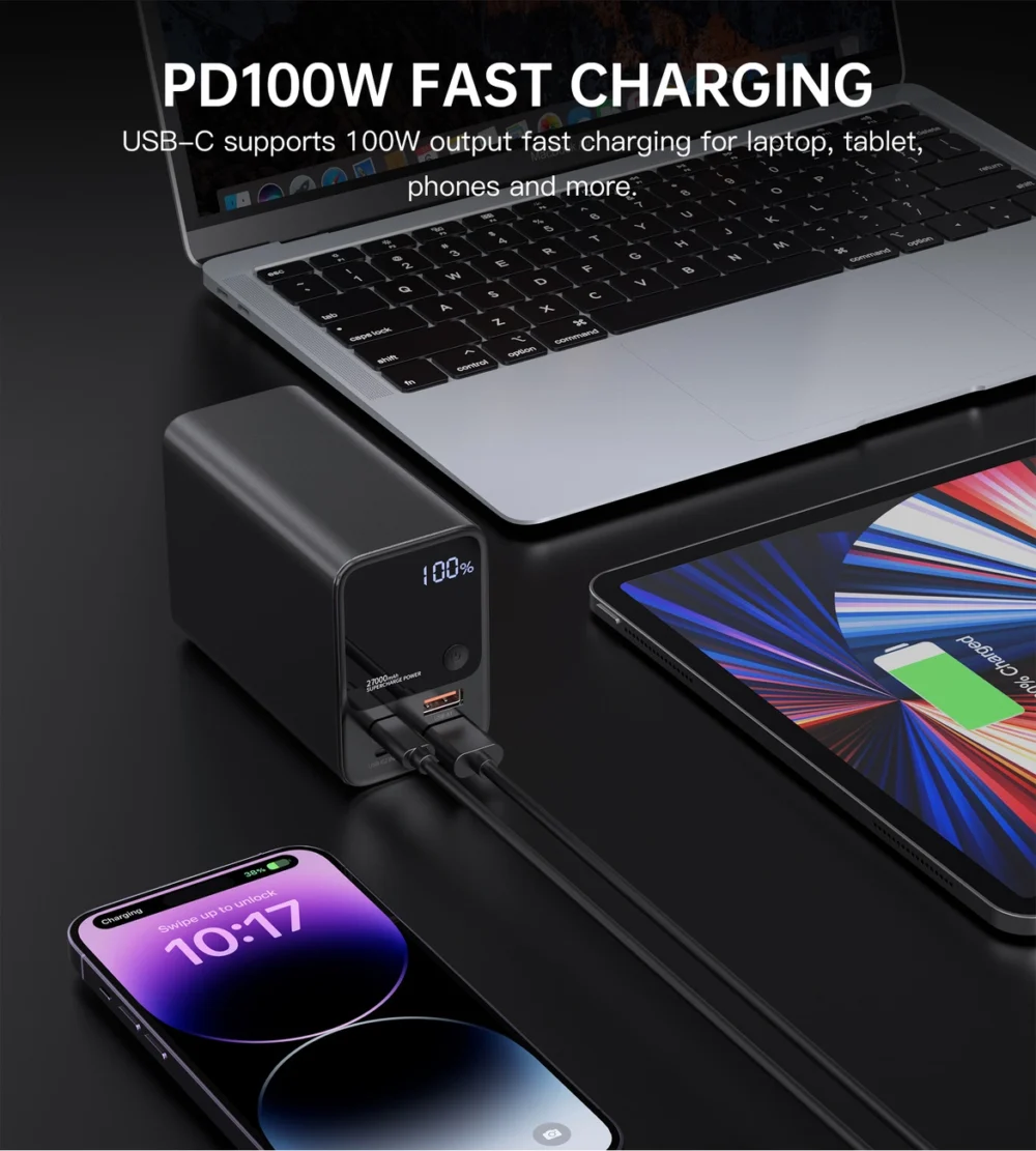 Choetech B635BK USB-A / USB-C Powerbank 22.5W 27000mAh - blackeng