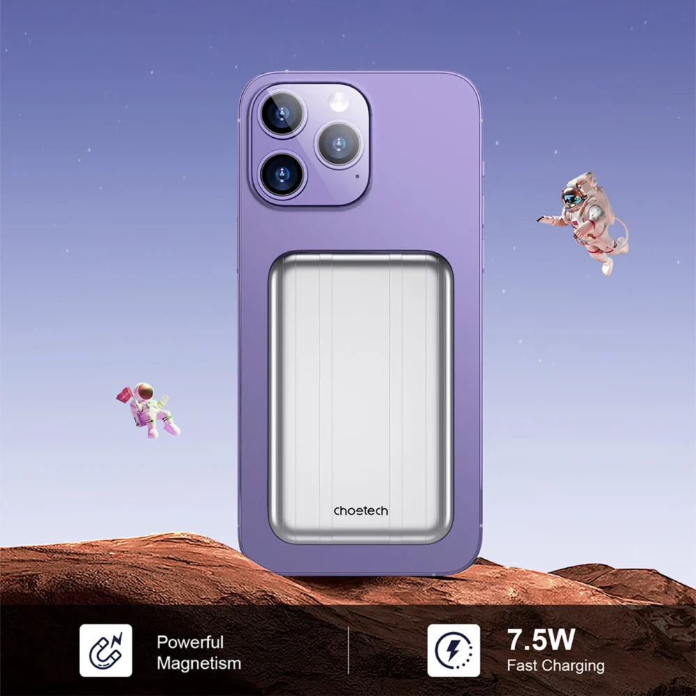 Choetech B655 mini wireless magnetic powerbank 5000mAh - silvereng