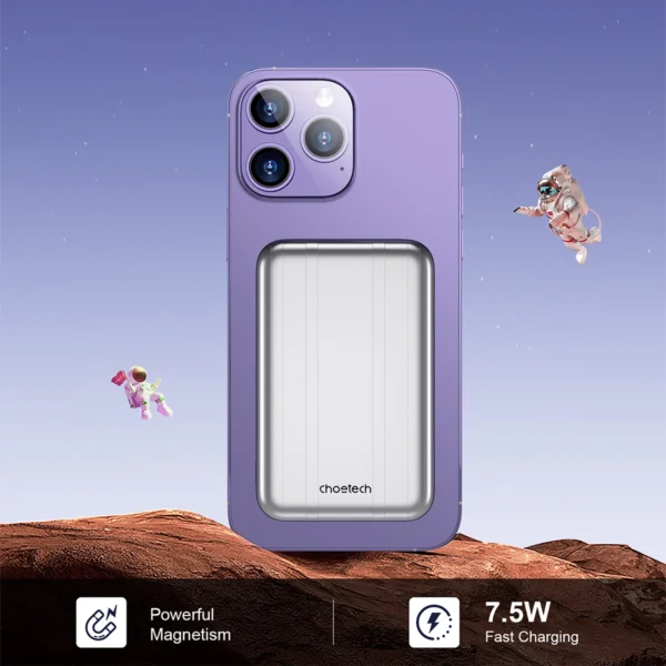 Choetech B655 mini wireless magnetic powerbank 5000mAh - silvereng
