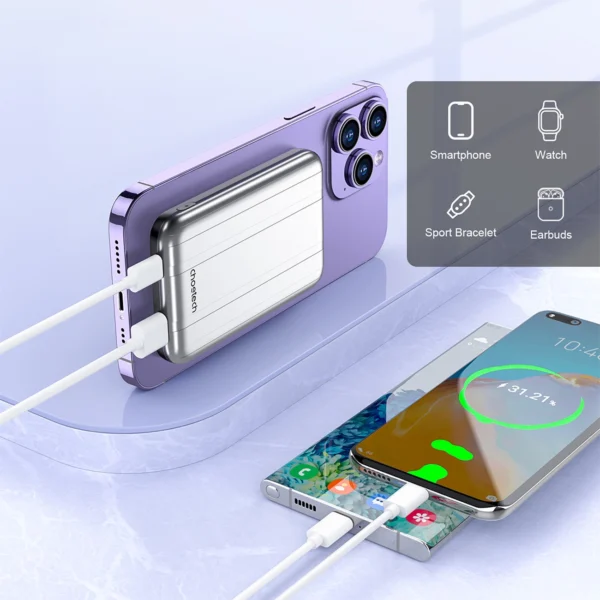 Choetech B655 mini wireless magnetic powerbank 5000mAh - silvereng