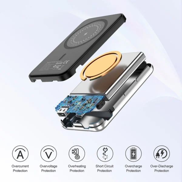 Choetech B655 mini wireless magnetic powerbank 5000mAh - silvereng