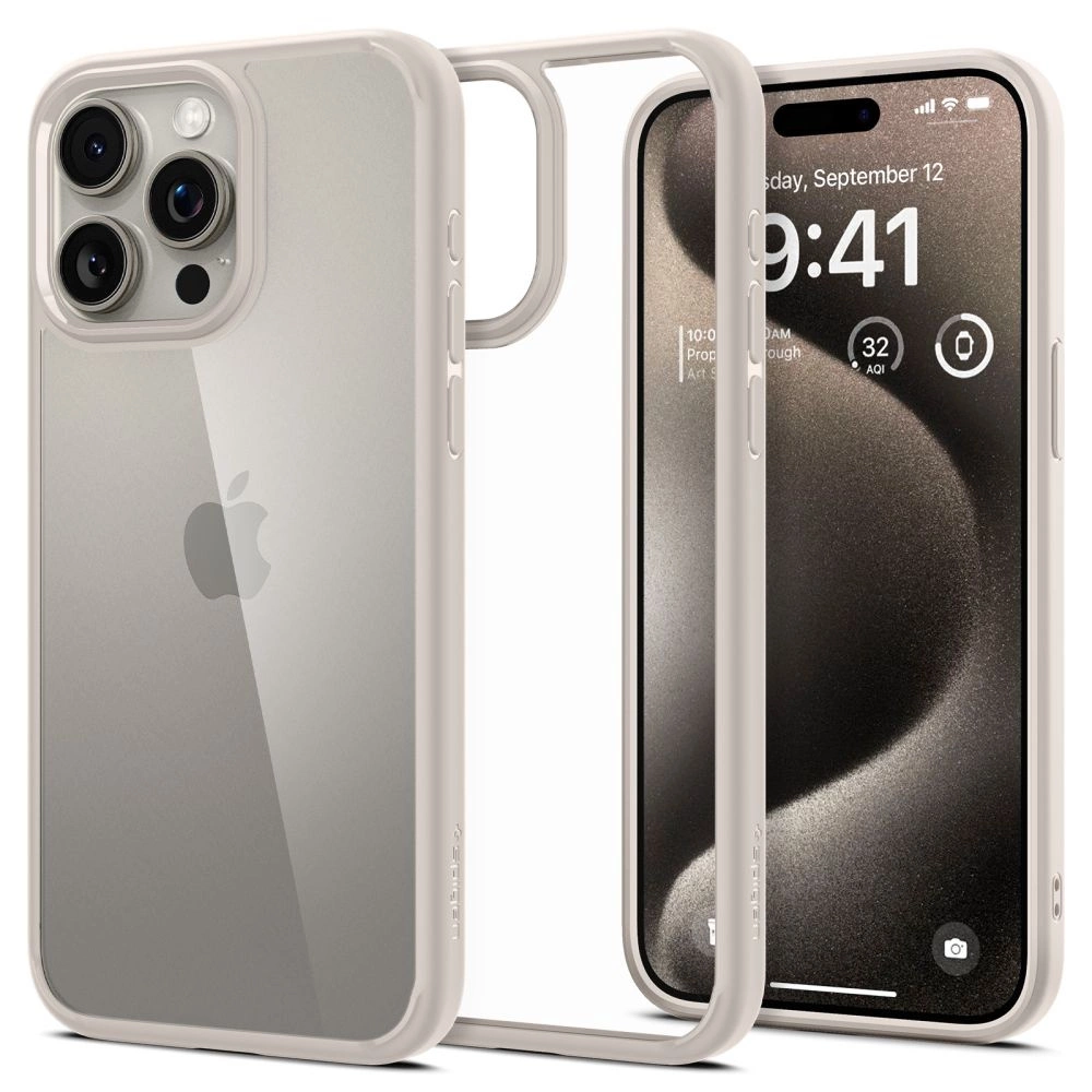 Spigen Ultra Hybrid iPhone 15 Pro Case - Natural Titaniumeng