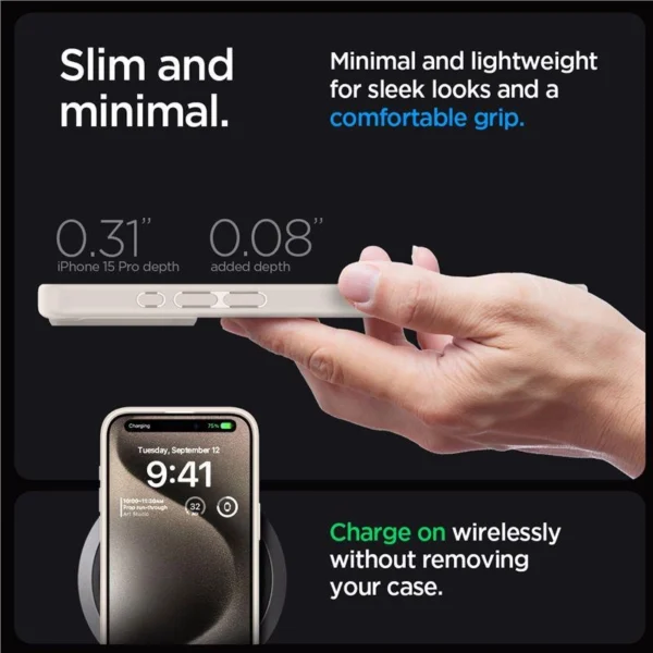 Spigen Ultra Hybrid iPhone 15 Pro Case - Natural Titaniumeng