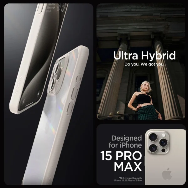 Spigen Ultra Hybrid iPhone 15 Pro Case - Natural Titaniumeng