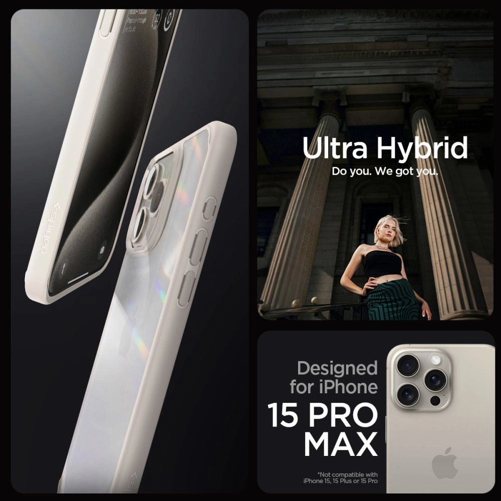 Spigen Ultra Hybrid iPhone 15 Pro Case - Natural Titaniumeng