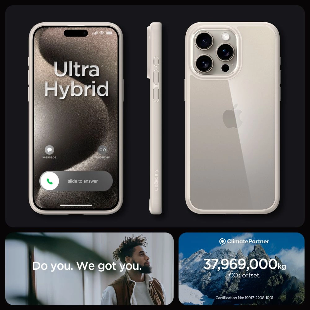 Spigen Ultra Hybrid iPhone 15 Pro Case - Natural Titaniumeng