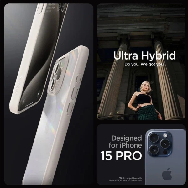 Spigen Ultra Hybrid iPhone 15 Pro Case - Natural Titaniumeng