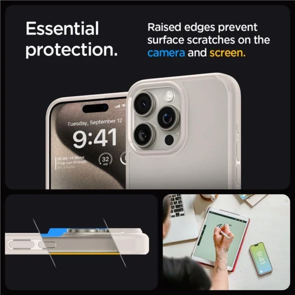 Spigen Ultra Hybrid iPhone 15 Pro Case - Natural Titaniumeng