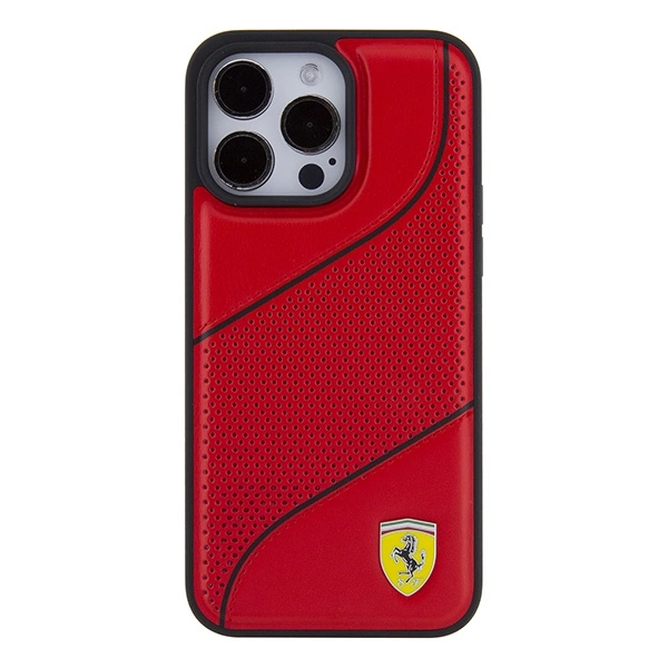 Ferrari Perforated Waves Metal Logo case for iPhone 15 Pro - redeng