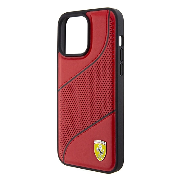 Ferrari Perforated Waves Metal Logo case for iPhone 15 Pro - redeng