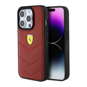 Ferrari Leather Stitched Lines case for iPhone 15 Pro - redeng