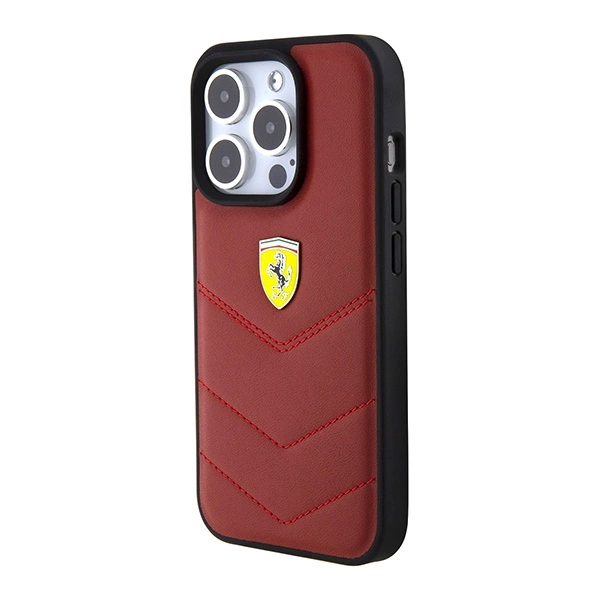 Ferrari Leather Stitched Lines case for iPhone 15 Pro - redeng