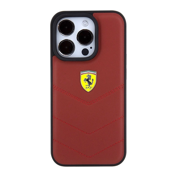 Ferrari Leather Stitched Lines case for iPhone 15 Pro - redeng