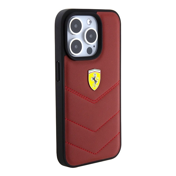 Ferrari Leather Stitched Lines case for iPhone 15 Pro - redeng