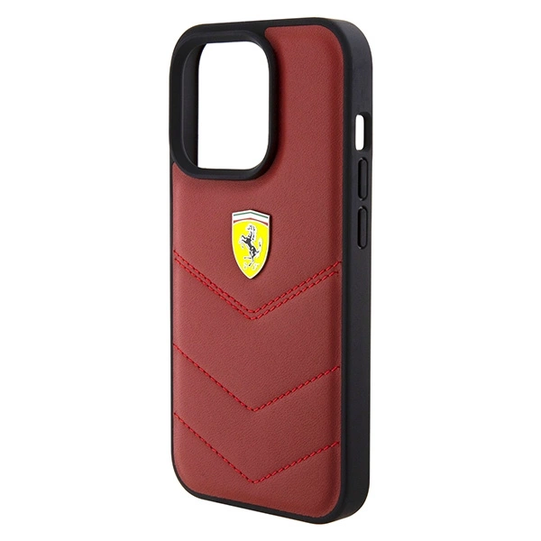 Ferrari Leather Stitched Lines case for iPhone 15 Pro - redeng
