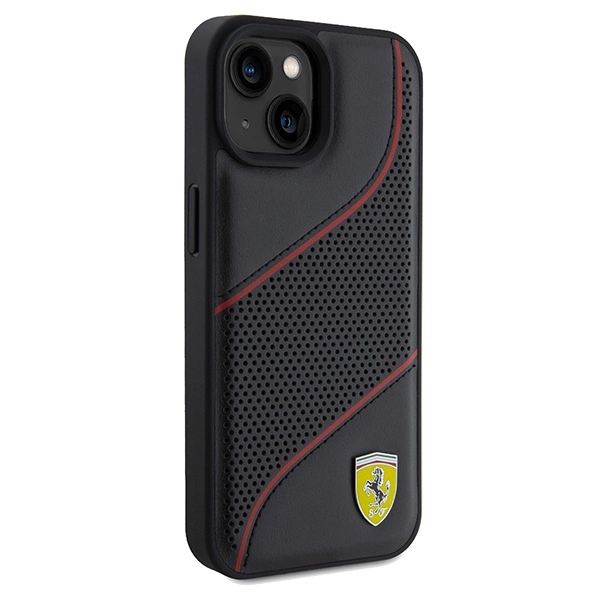 Ferrari Perforated Waves Metal Logo case for iPhone 15 / 14 / 13 - blackeng