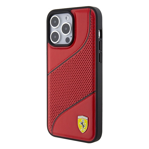 Ferrari Perforated Waves Metal Logo case for iPhone 15 Pro Max - redeng