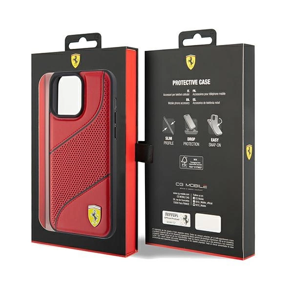 Ferrari Perforated Waves Metal Logo case for iPhone 15 Pro Max - redeng