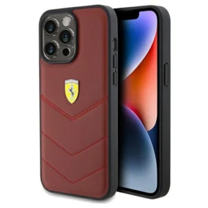 Ferrari Leather Stitched Lines case for iPhone 15 Pro Max - redeng