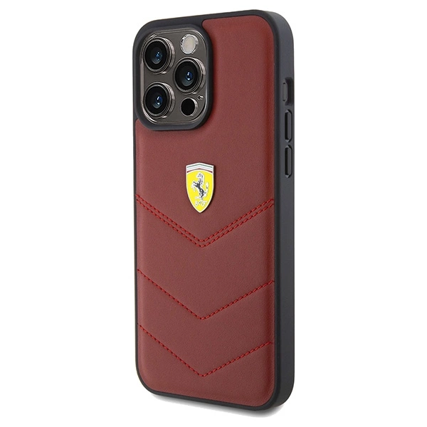 Ferrari Leather Stitched Lines case for iPhone 15 Pro Max - redeng