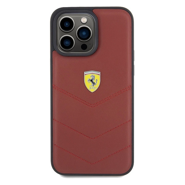 Ferrari Leather Stitched Lines case for iPhone 15 Pro Max - redeng