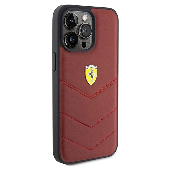 Ferrari Leather Stitched Lines case for iPhone 15 Pro Max - redeng