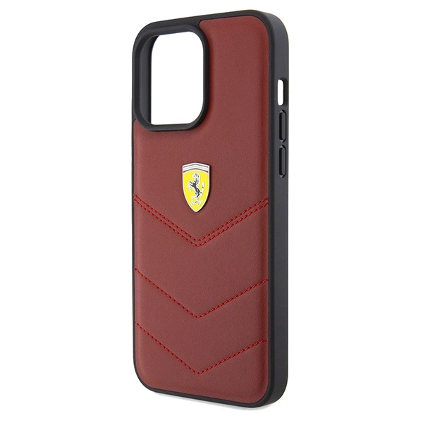 Ferrari Leather Stitched Lines case for iPhone 15 Pro Max - redeng