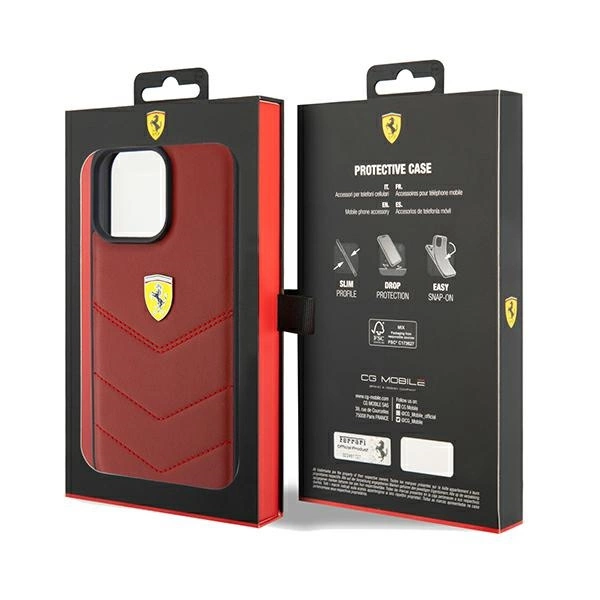 Ferrari Leather Stitched Lines case for iPhone 15 Pro Max - redeng