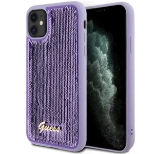 Guess Sequin Script Metal case for iPhone 11 / Xr - purpleeng