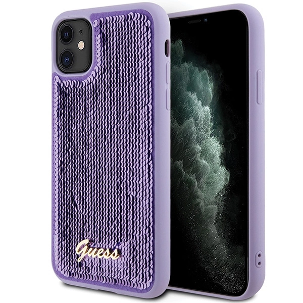 Guess Sequin Script Metal case for iPhone 11 / Xr - purpleeng