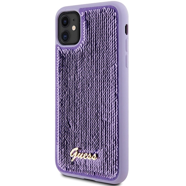 Guess Sequin Script Metal case for iPhone 11 / Xr - purpleeng