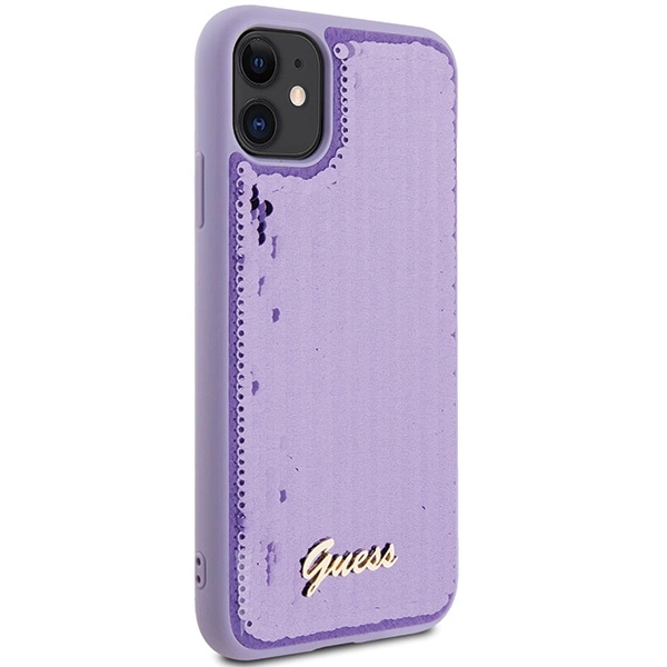 Guess Sequin Script Metal case for iPhone 11 / Xr - purpleeng