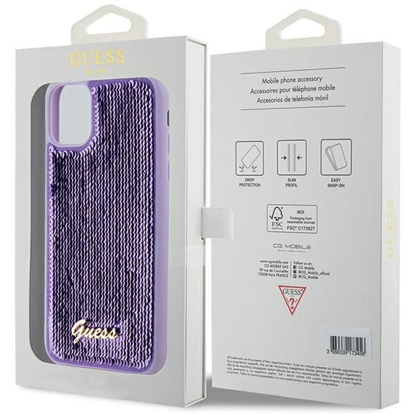 Guess Sequin Script Metal case for iPhone 11 / Xr - purpleeng