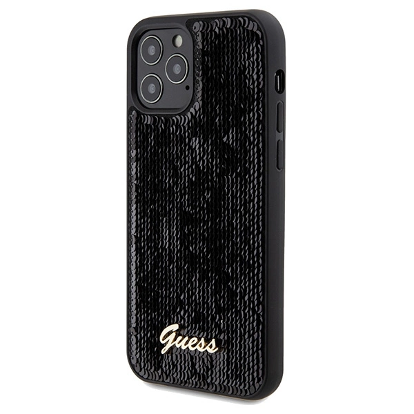 Guess Sequin Script Metal case for iPhone 12/12 Pro - blackeng